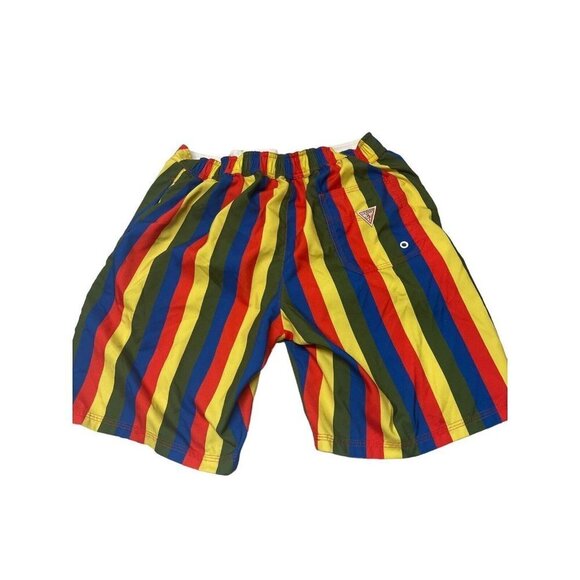 Mens Guess X Balvin Vibras Striped Colorful Drawstring Swim Trunks Small - Picture 2 of 10